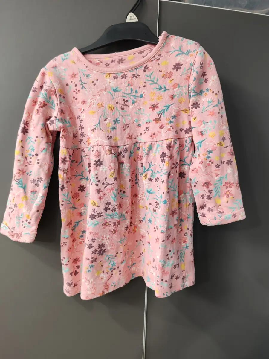 Nutmeg girls pink floral long sleeve dress - 18-24 months
