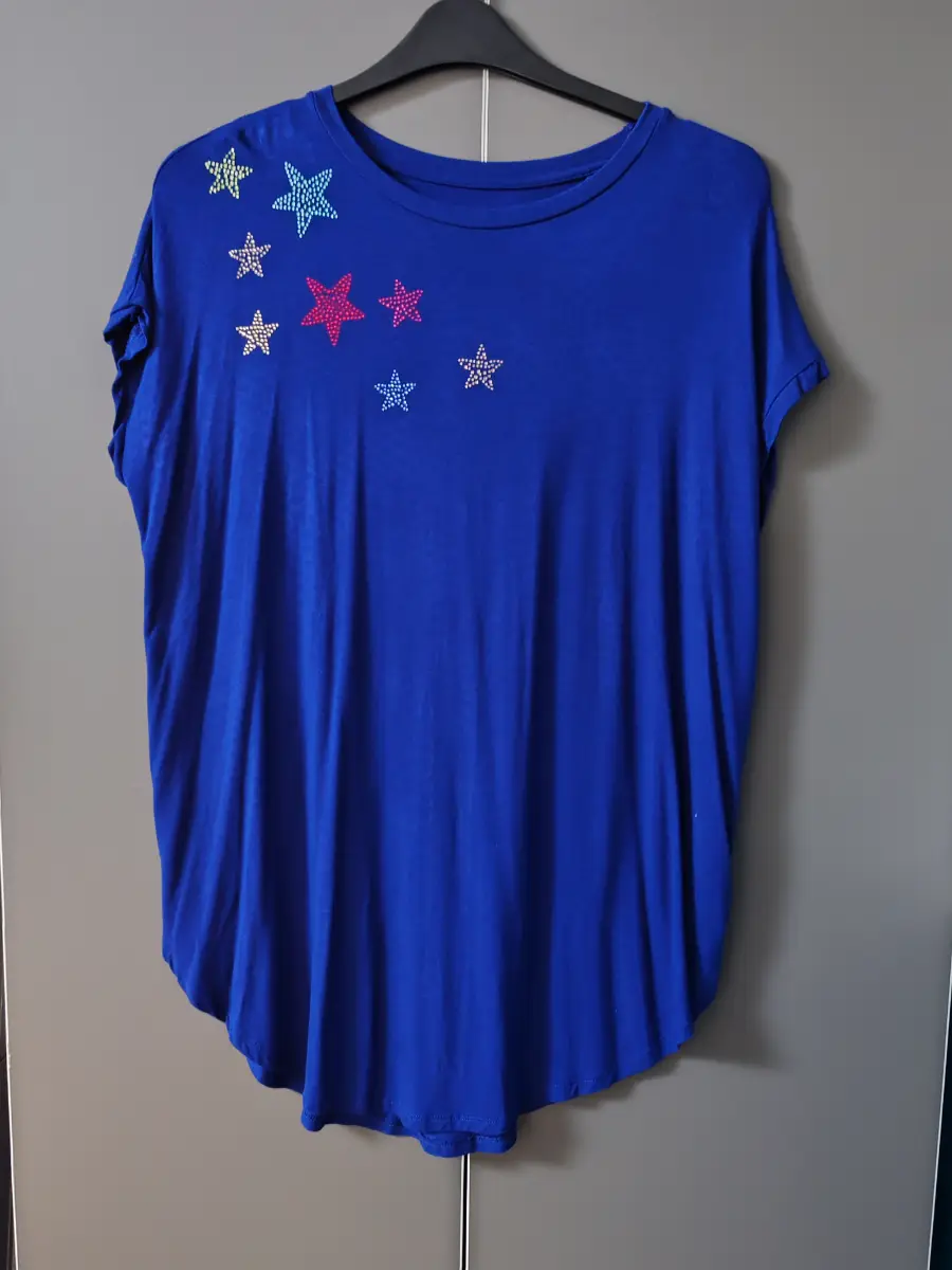 Tu Royal Blue Studded Star Diamante Top Size 16