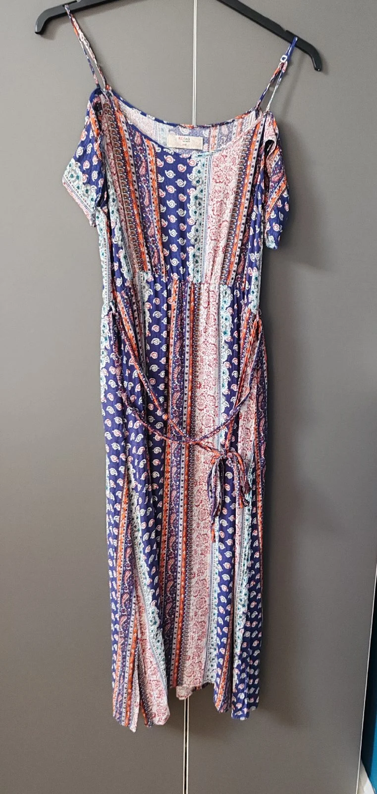 Redtag Woman Cold Shoulder Maxi Dress Size 18 Paisley Boho