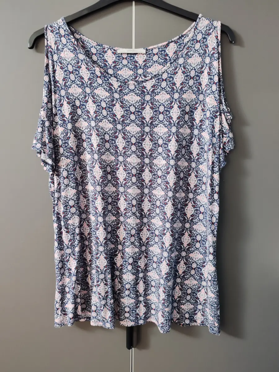 George Navy Tile Print Cold Shoulder Top Size 16