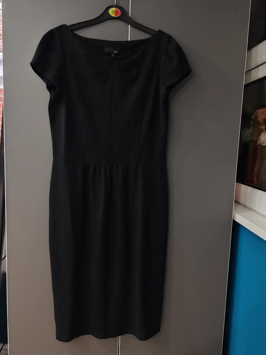 Next black cap sleeve tailored shift dress - Size 14