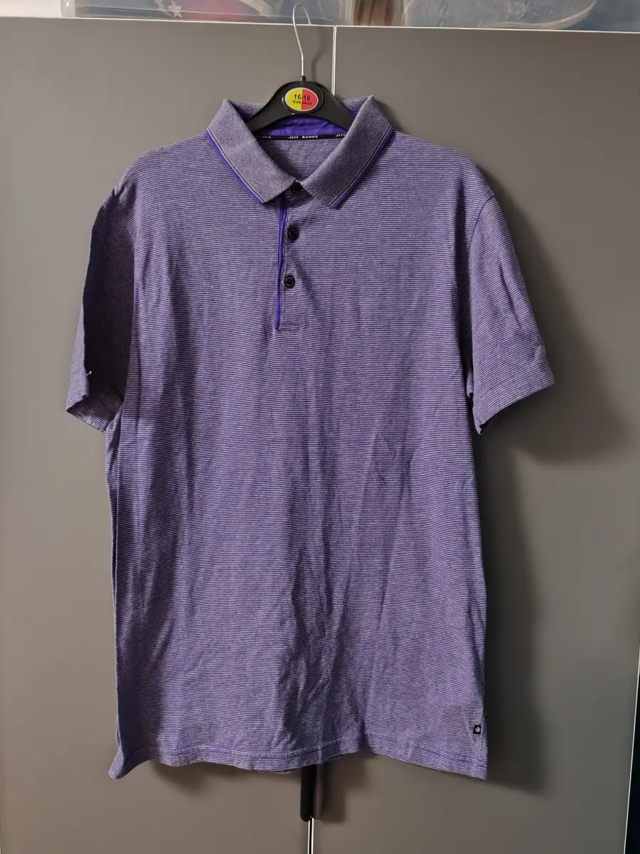 Jeff Banks men's purple & white striped polo shirt - size M