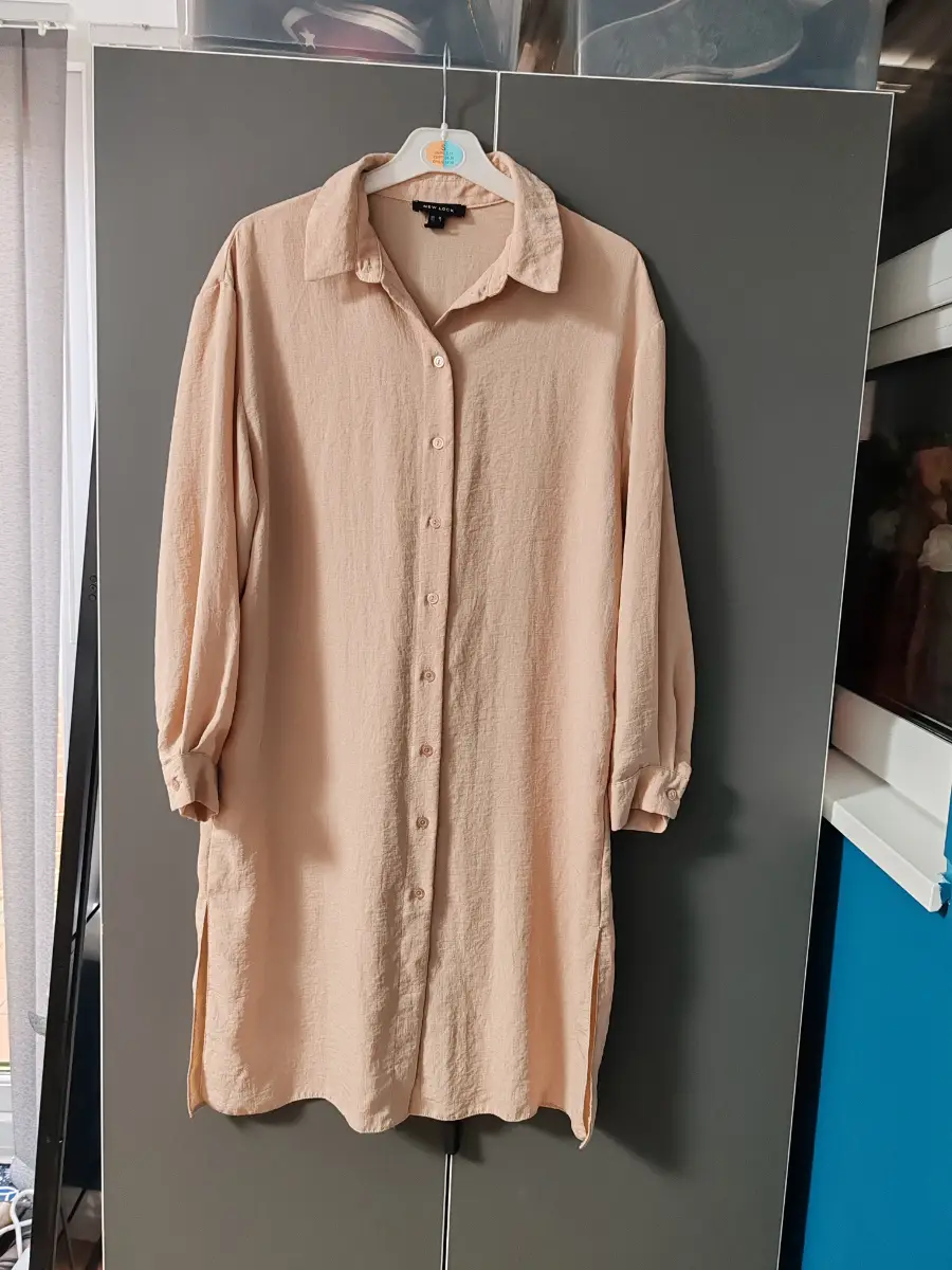New Look beige longline shirt / shirt dress - Size 10
