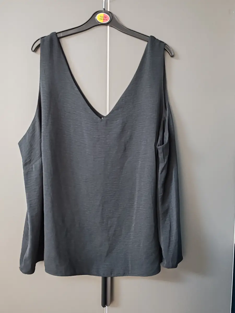 George At Asda Black V-Neck Cami Tank Top Size 24 Brand New