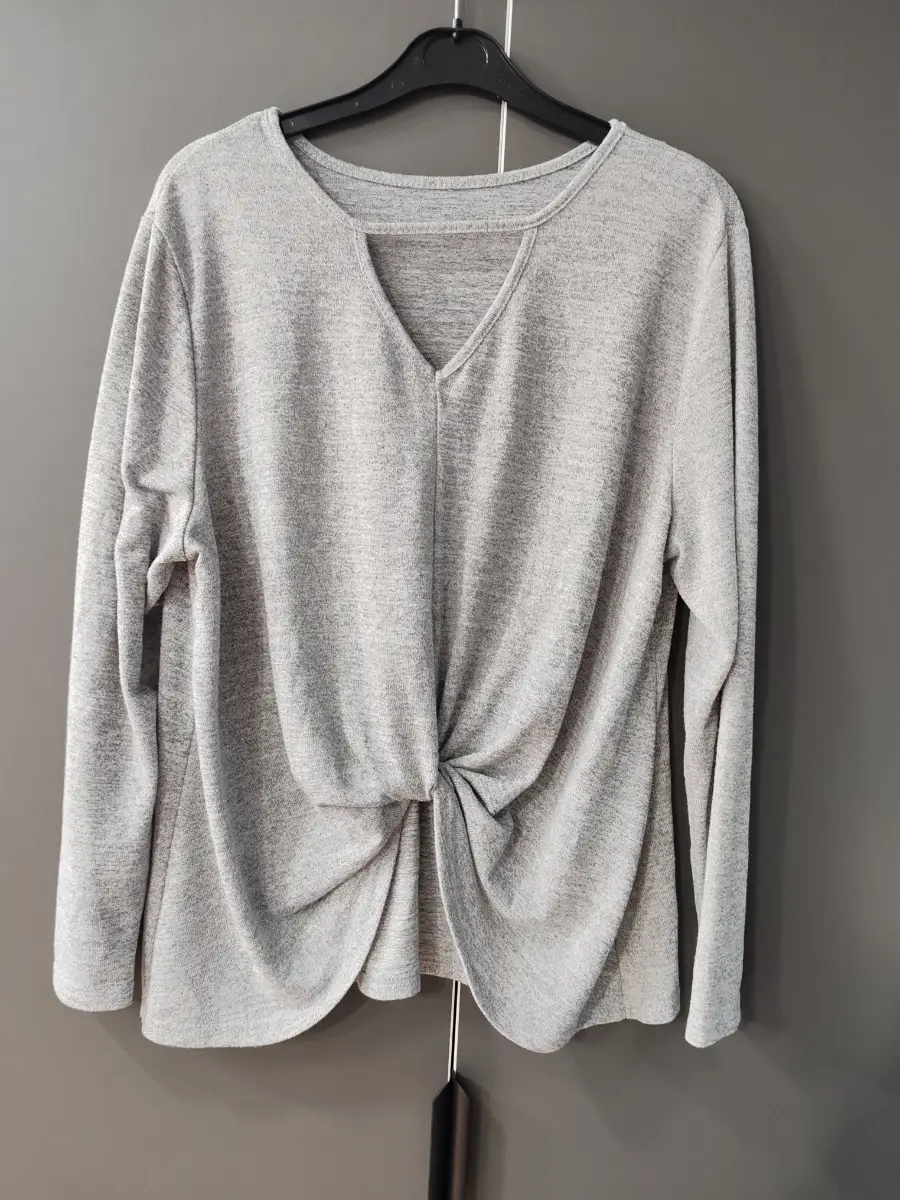 Shein grey marl twist front long sleeve top | size 0XL (UK 16)