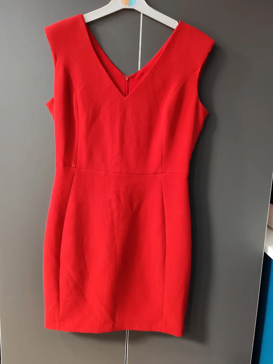 Mango Suit red V-neck bodycon mini dress size L / UK 12