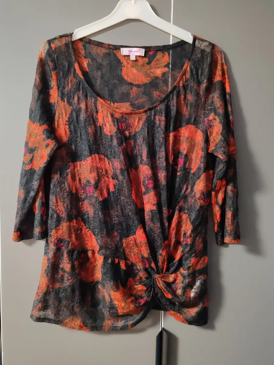 Per Una floral twist front top size 14 red boho autumn vibes
