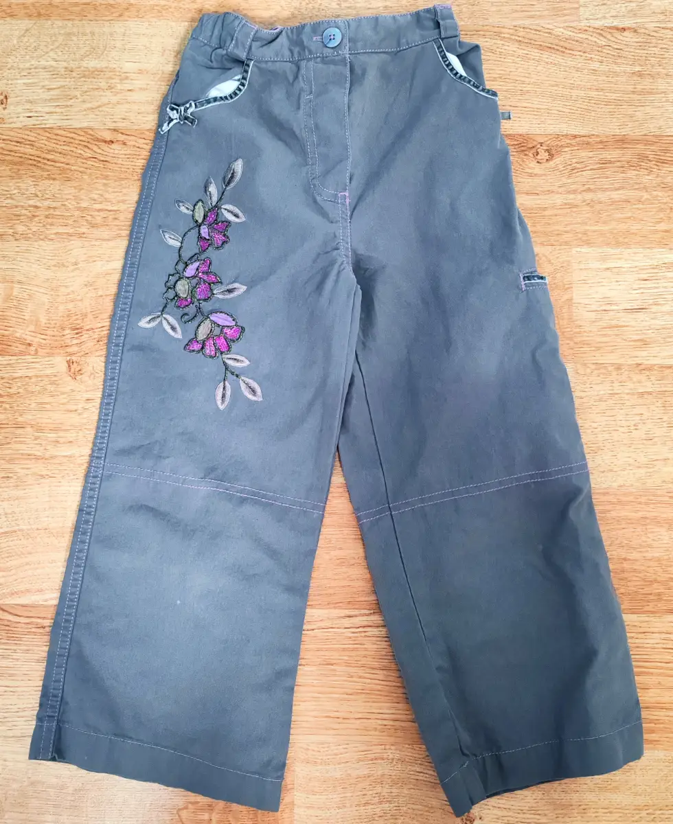Mothercare girls grey wide leg cargo trousers - 3-4 years 104cm