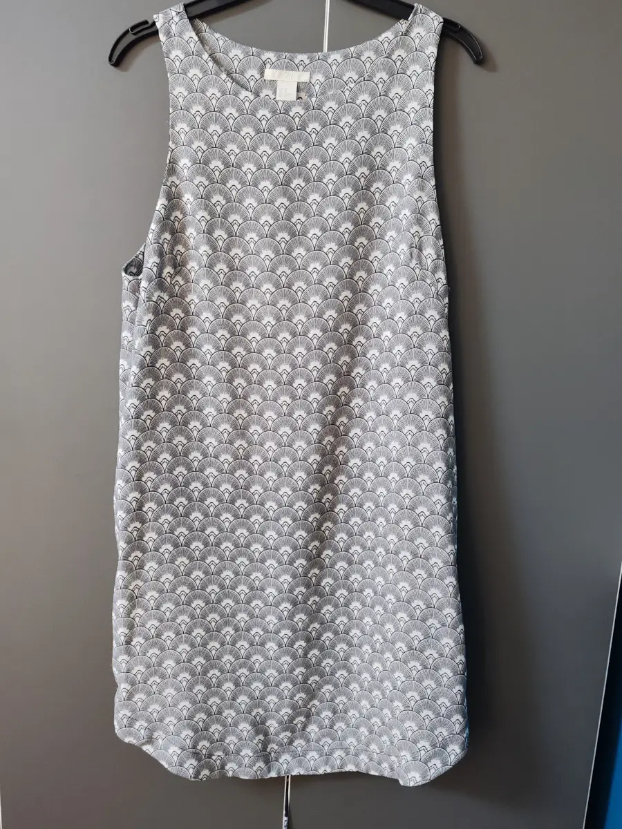 H&M Monochrome Art Deco Fan Pattern Shift Dress Size 12