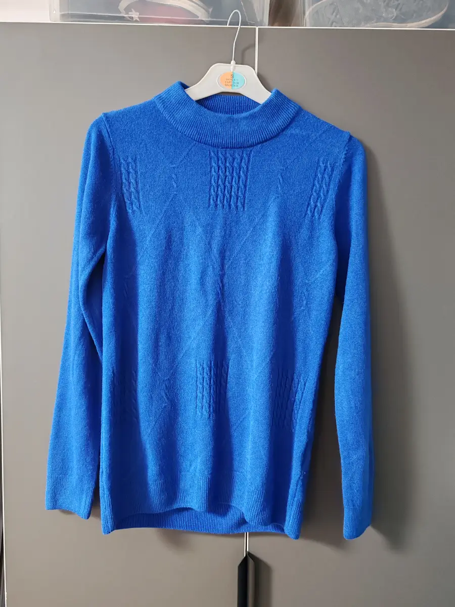 Paramour cobalt blue mock neck cable knit jumper - Size S
