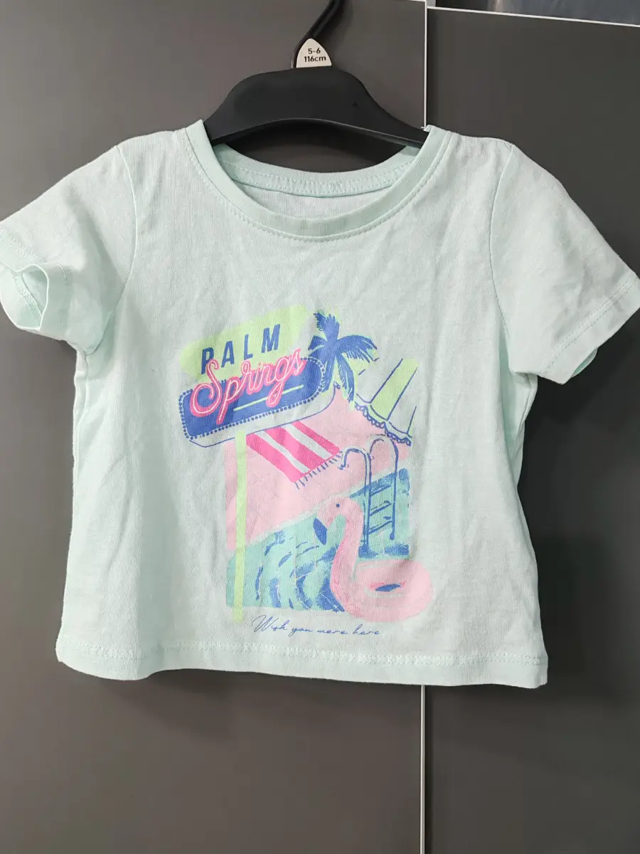 Primark girls "Palm Springs" mint green graphic T-shirt - Age 1½-2 years