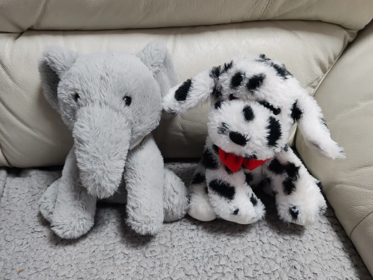 2 with snuggles teddy's - dog and elephant - great condition