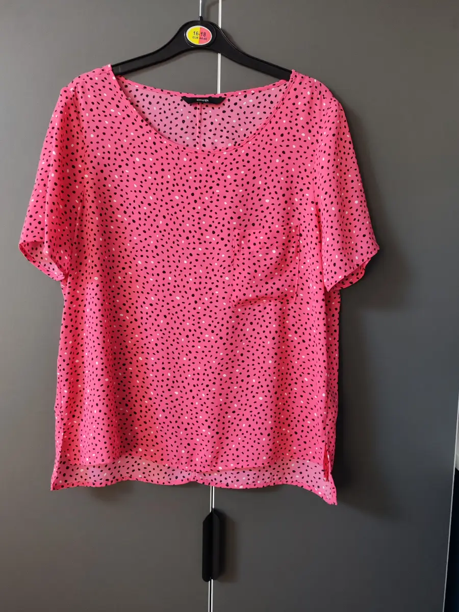 George Pink Polka Dot Short Sleeve Blouse Size 12