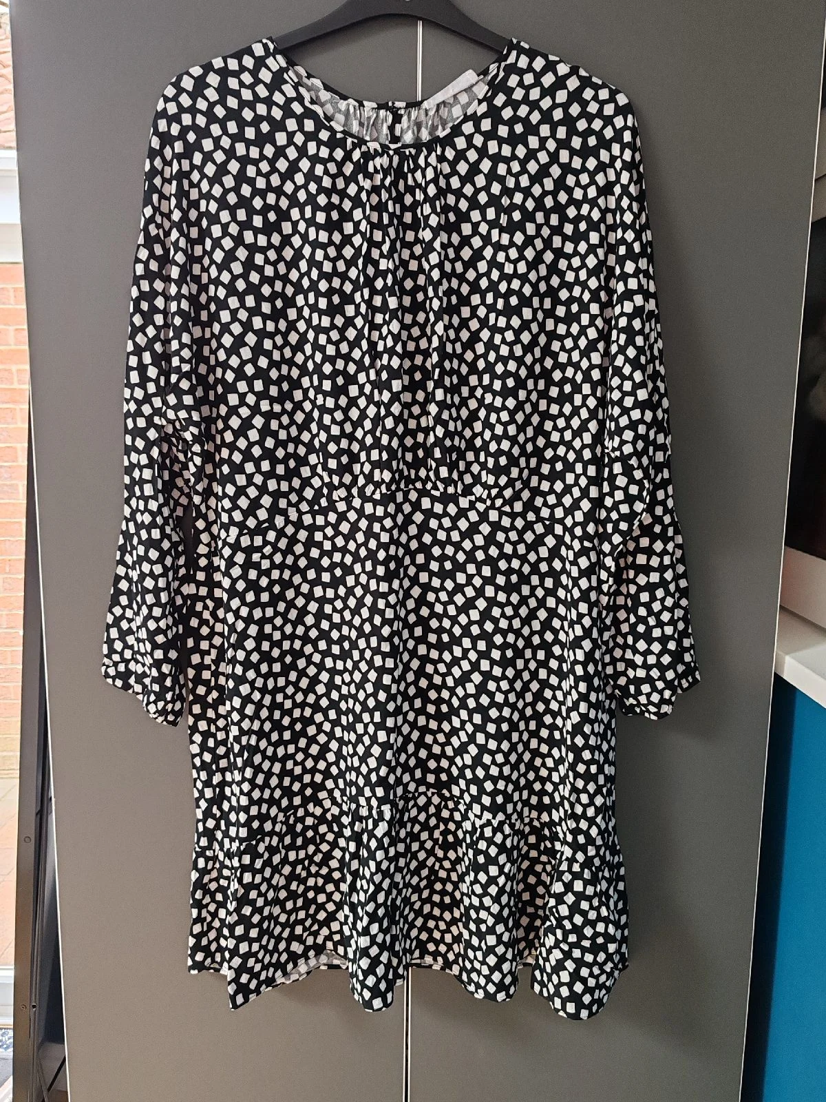 Primark Cares Black & White Geometric Square Print Smock Dress - UK 20