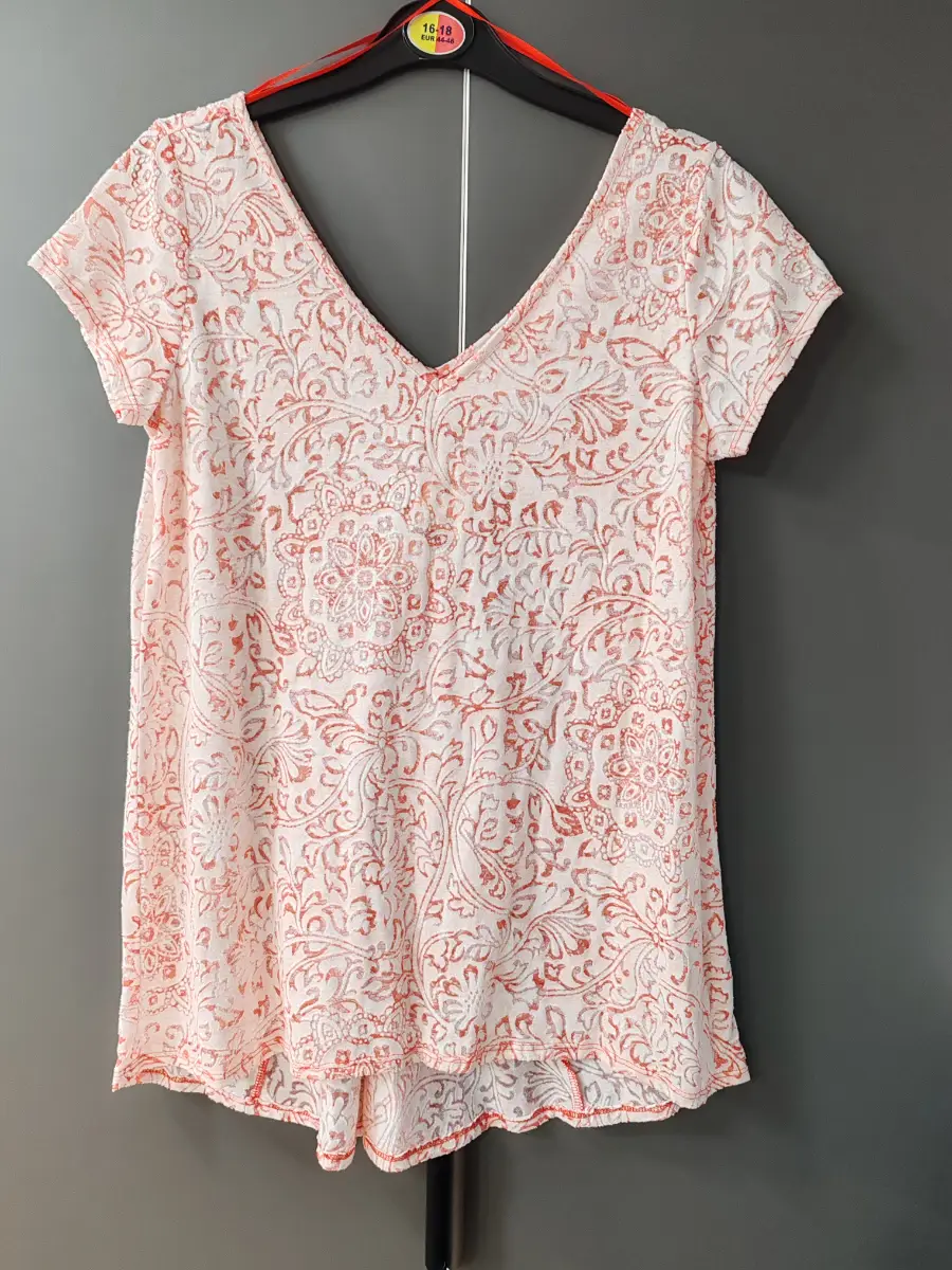 George white & coral paisley print V-neck top - size 8 - excellent condition