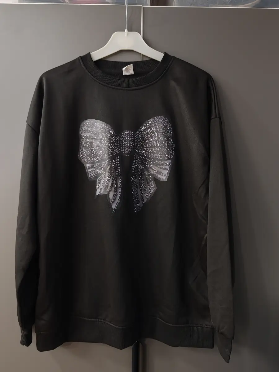 Black bow detail lightweight jumper - Size L