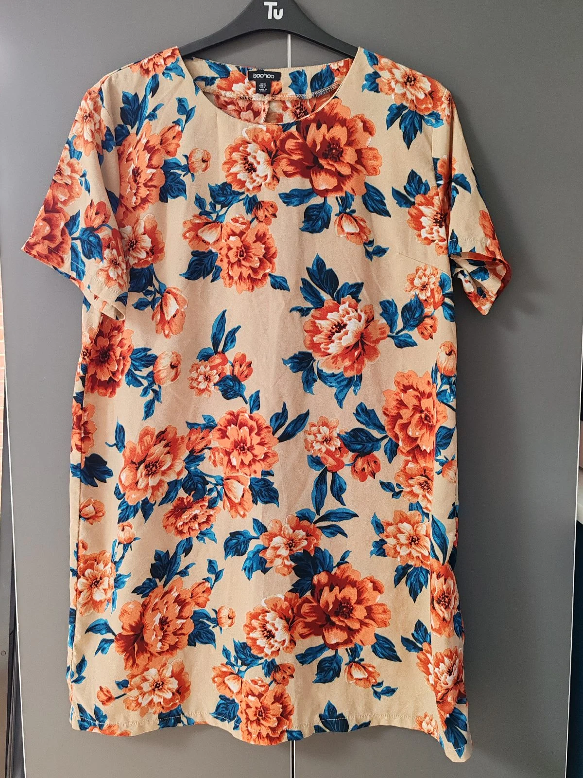 Boohoo Floral Print Short Sleeve Shift Dress - UK 20