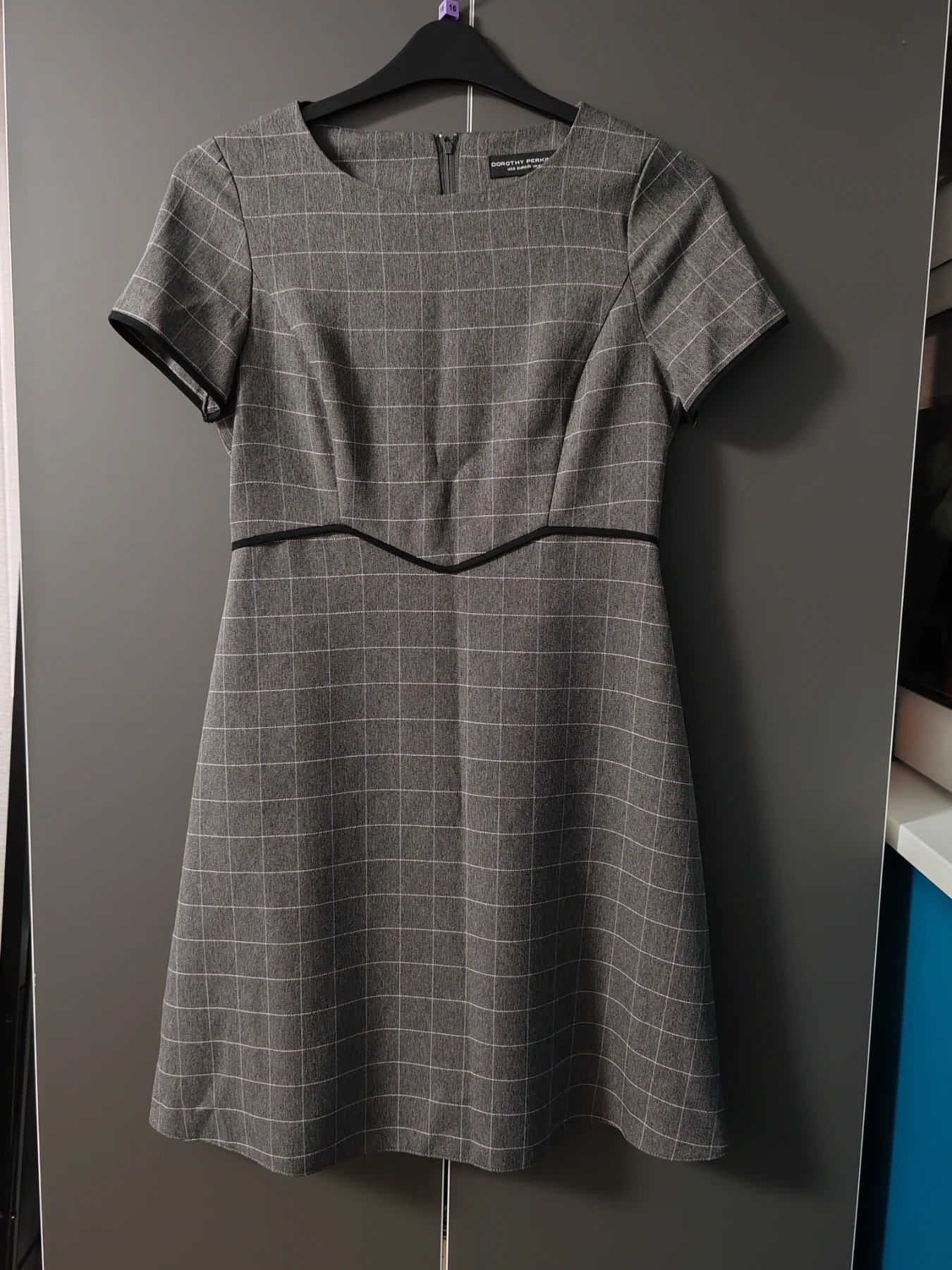 Dorothy Perkins Grey Check Smart Tailored Workwear Dress Size UK 10