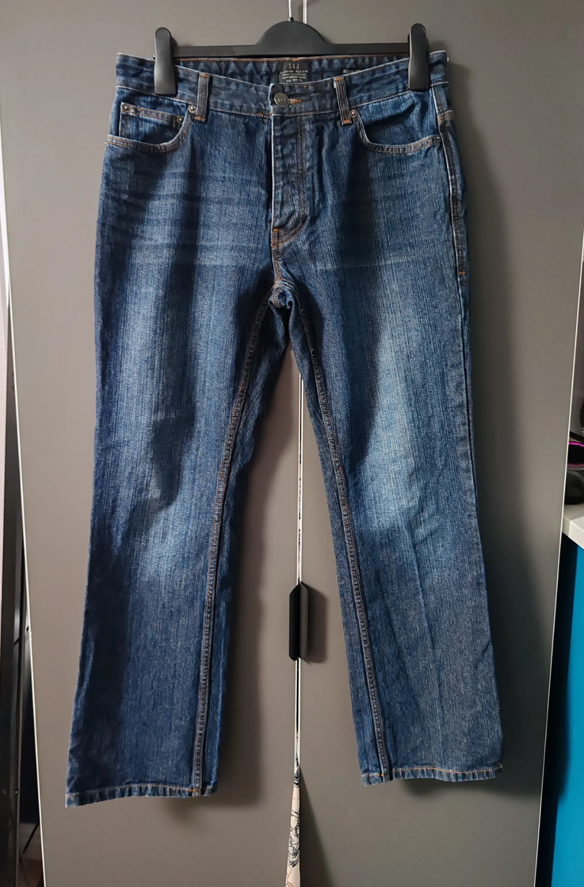 S&J Premium Apparel Men's Bootcut Jeans - 32W 32L - Blue Denim