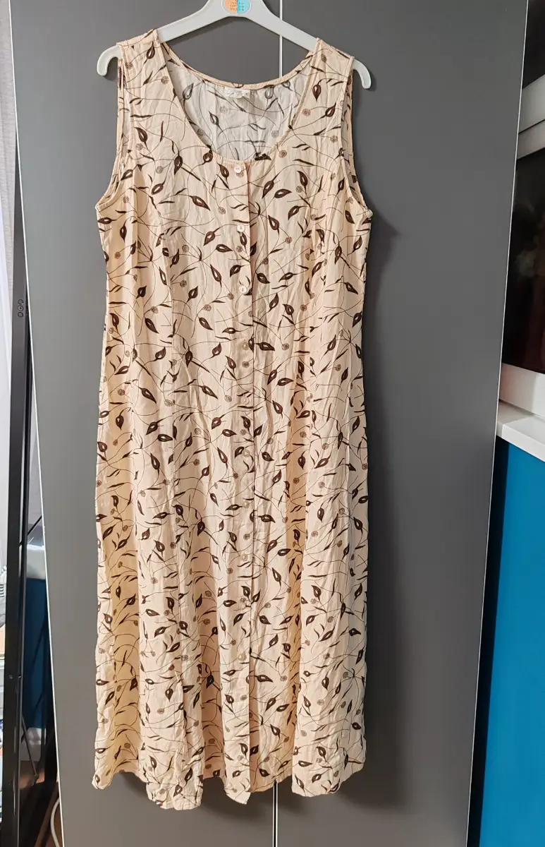 Lightweight beige and brown summer dress - size UK 20