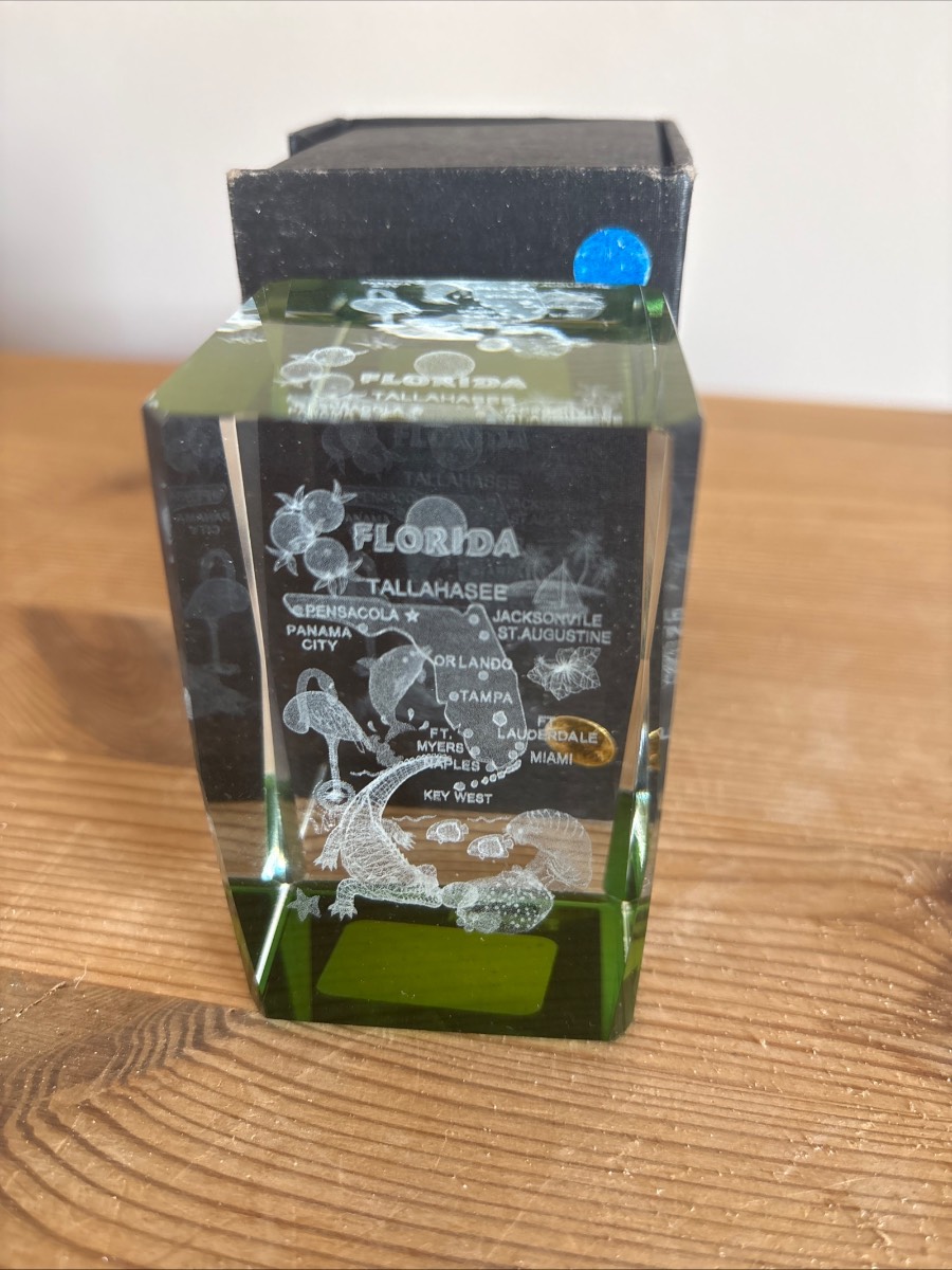 Hologram Florida map glass ornament