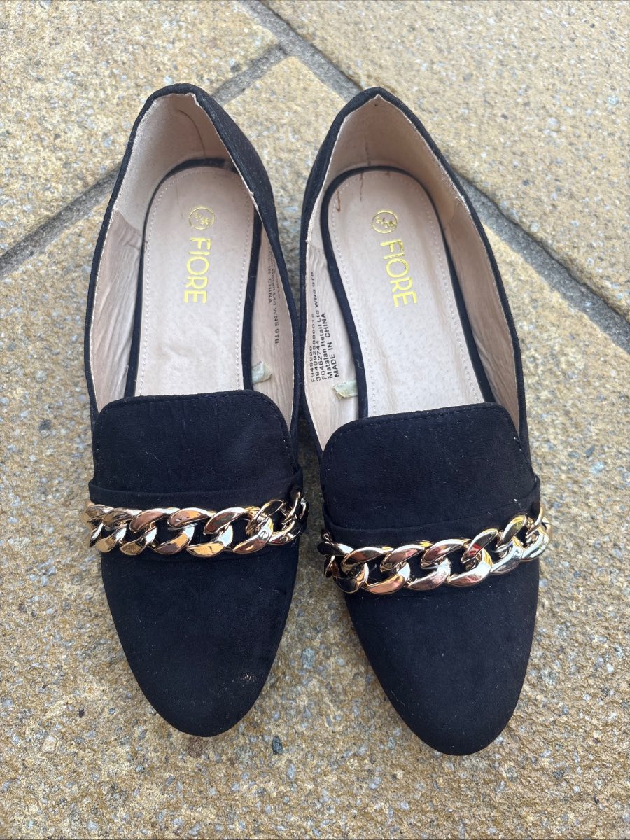 Size 3 black slip on shoes