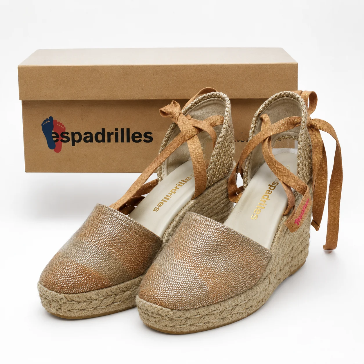 Espadrilles Valenciana Kaom Women’s Wedge Sandals EU 39 UK 6 Taupe Gold BNIB