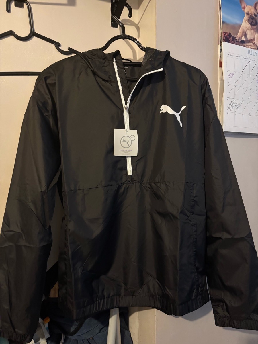 Black size 10 womens puma windbreaker rain jacket new with tags