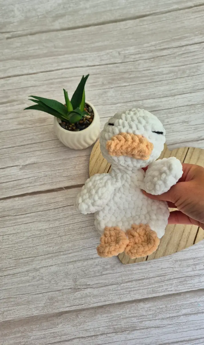Crochet Duck Plush Lovey Snuggler – Soft White Duck Toy