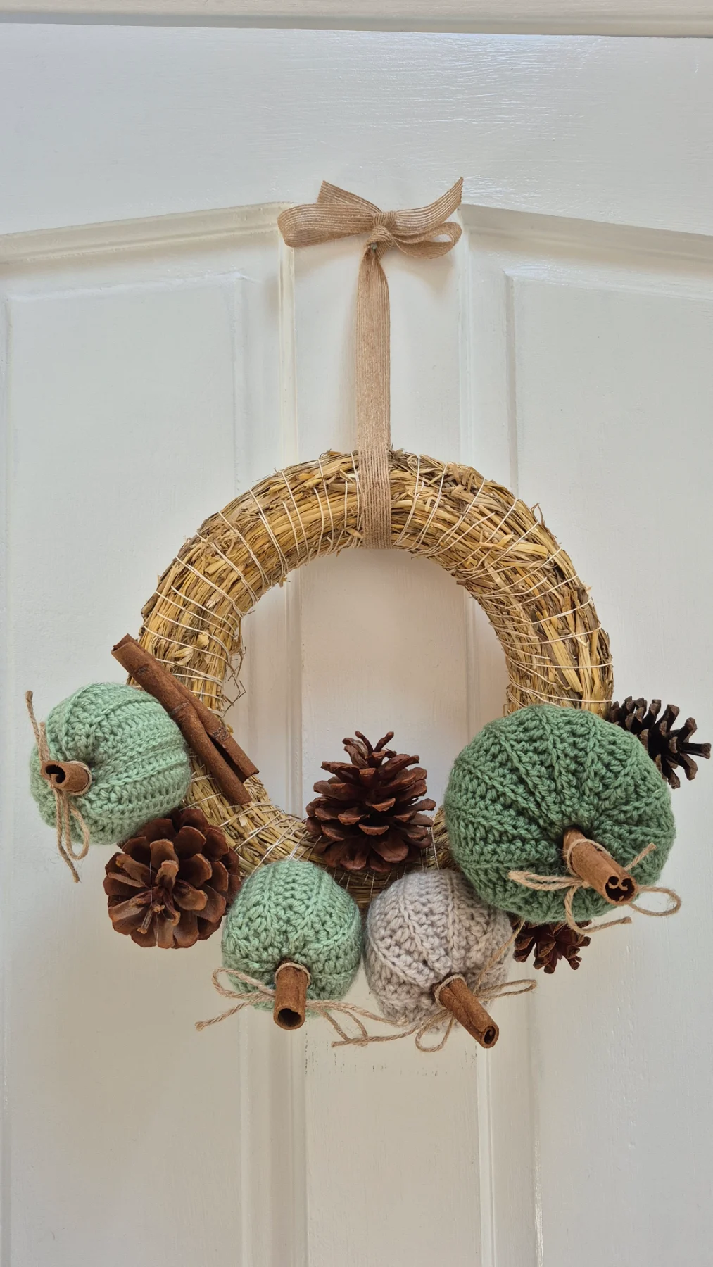 Crochet Pumpkin Autumn Wreath – Rustic Home Decor