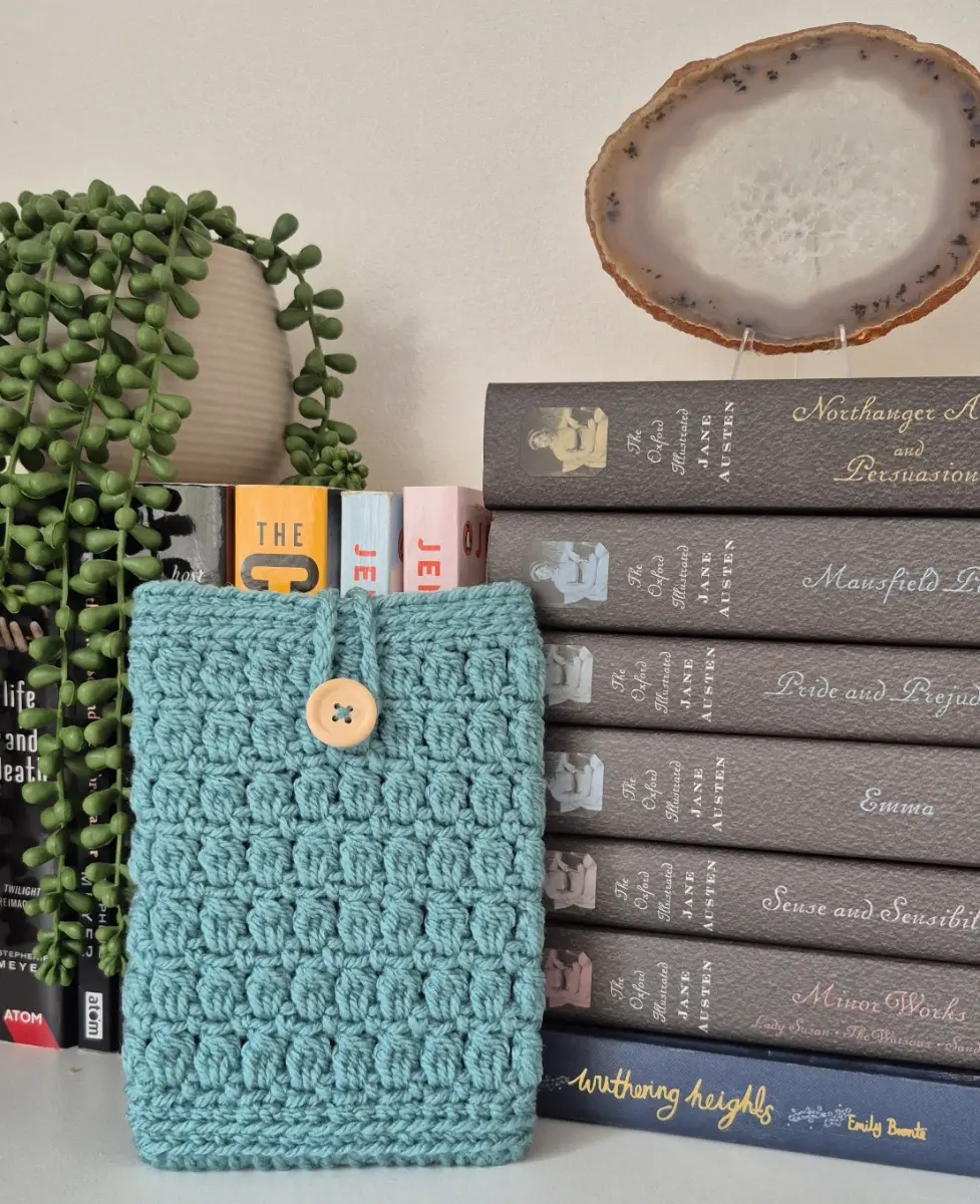Handmade Sage Green Crochet Kindle Sleeve