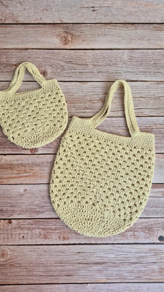 Handmade Crochet Bag Duo – Neutral Tote & Mini Bag Set