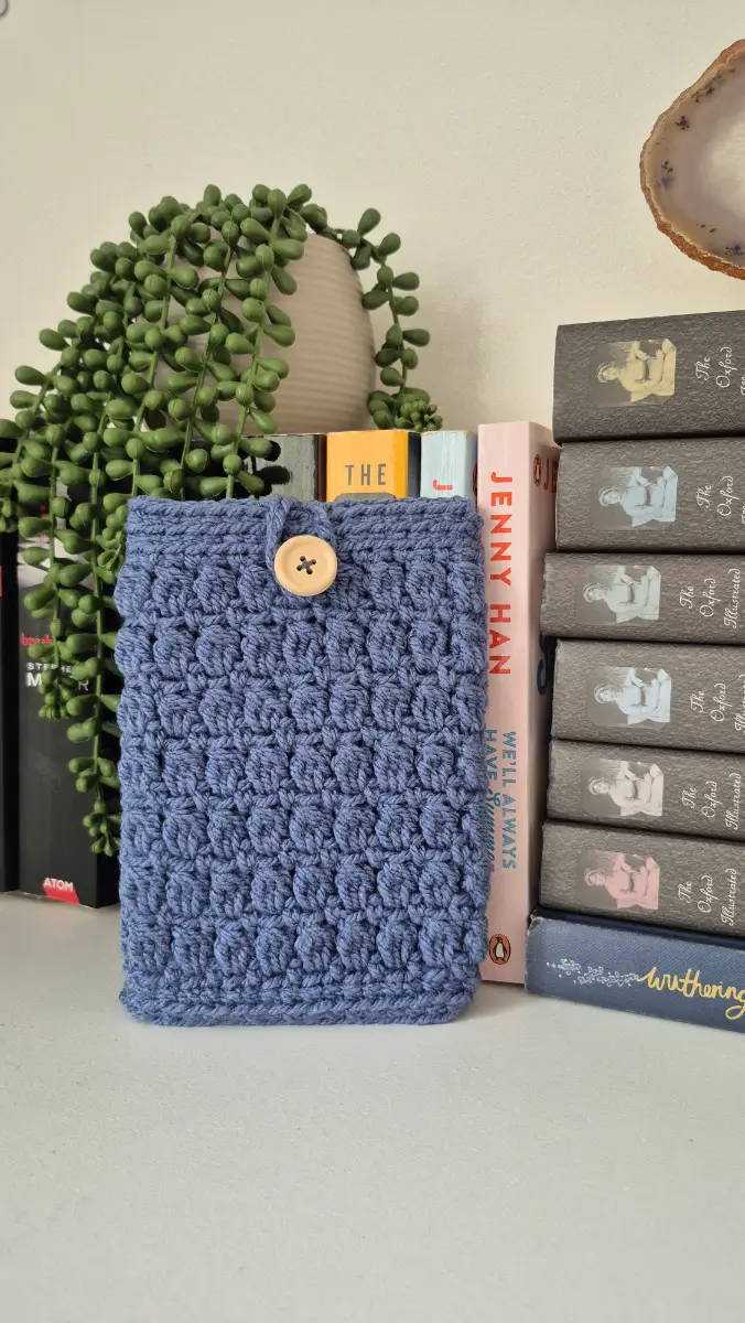 Handmade Blue Crochet Kindle Sleeve