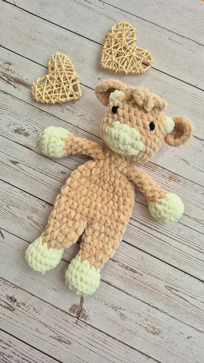 Handmade Crochet Beige Cow Snuggler