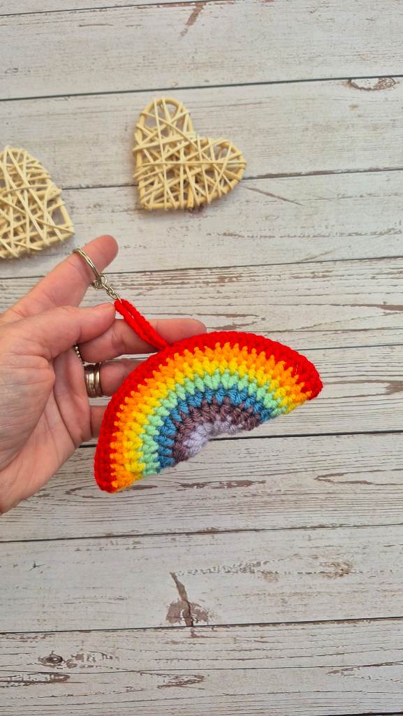 Crochet Rainbow Keychain