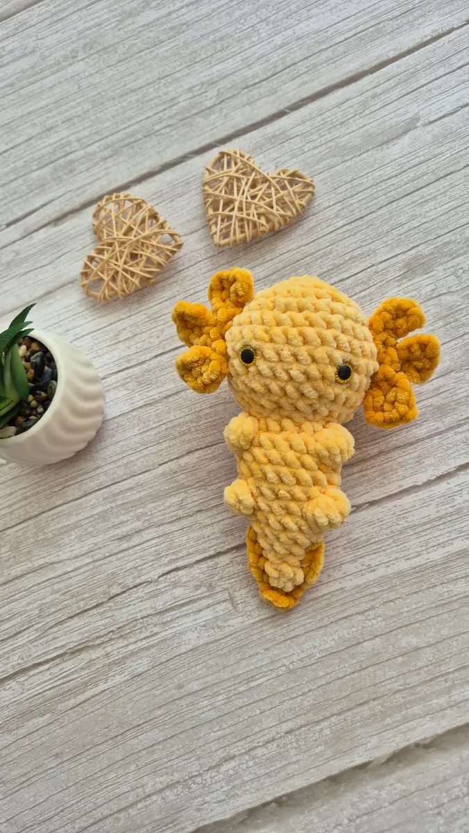 Handmade Yellow Crochet Axolotl