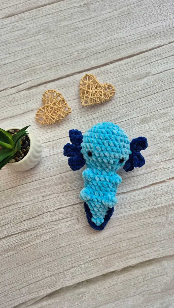 Handmade Blue Crochet Axolotl