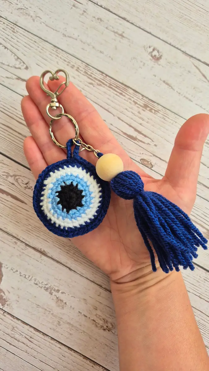 Crochet Evil Eye Bag Charm & Keyring
