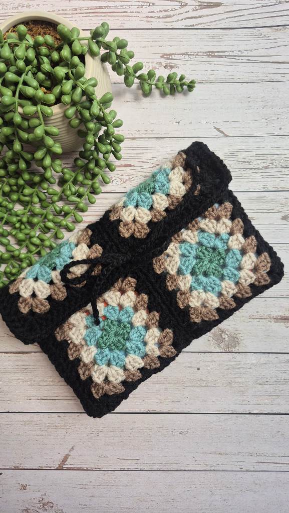 Handmade granny square book sleeve cover