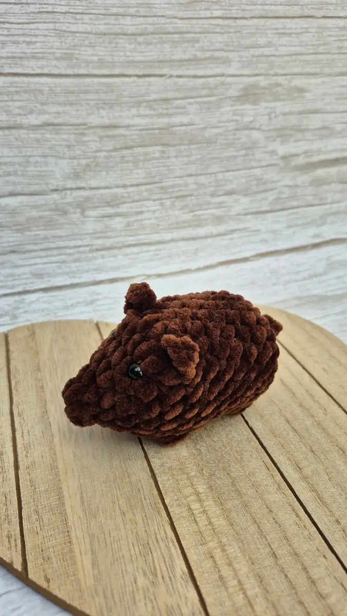 Handmade crochet dark brown hamster