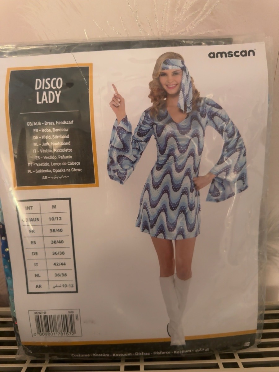 70s Disco Lady Fancy Dress Costume Blue Sequin UK 10-12 BNIP