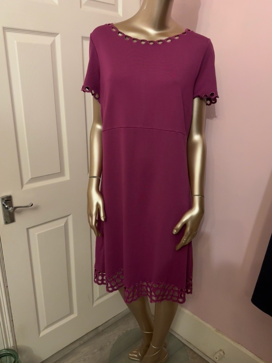 M&S Size 16 Berry Pink Cut Out Detail Shift Dress Fully Lined