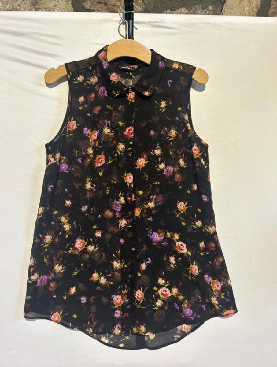 Roman top size 10 multicoloured sleeveless - buttons, flowers
