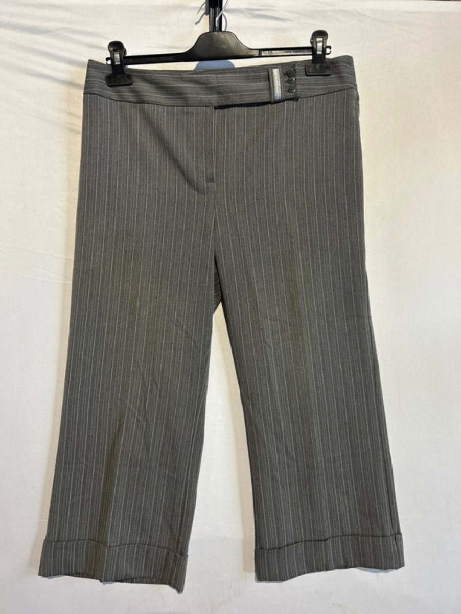 South size 14 cropped trousers grey pinstripe