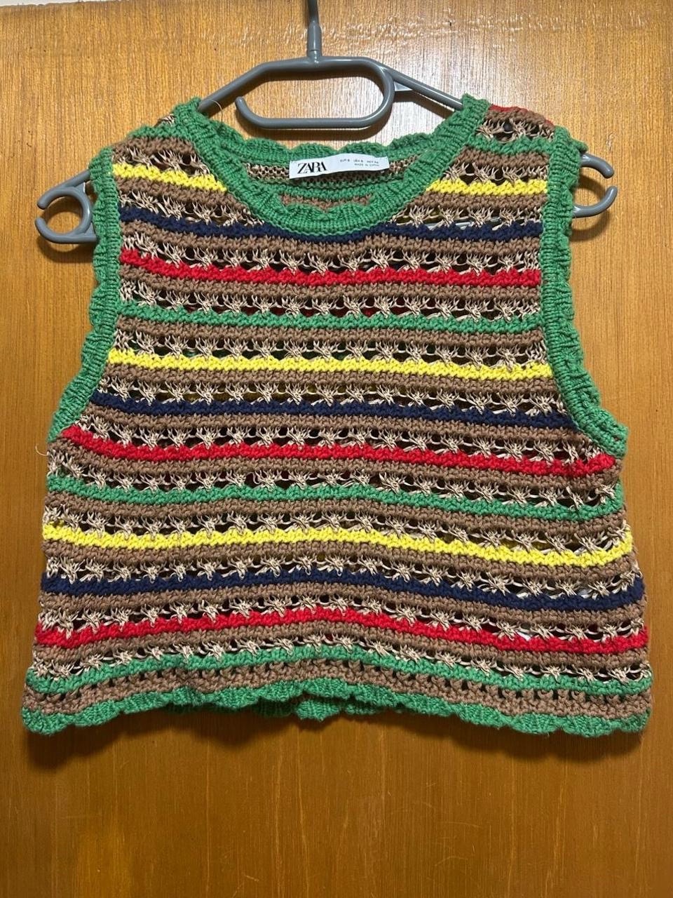 Striped Crochet Open Knit Sleeveless Top Boho Festival