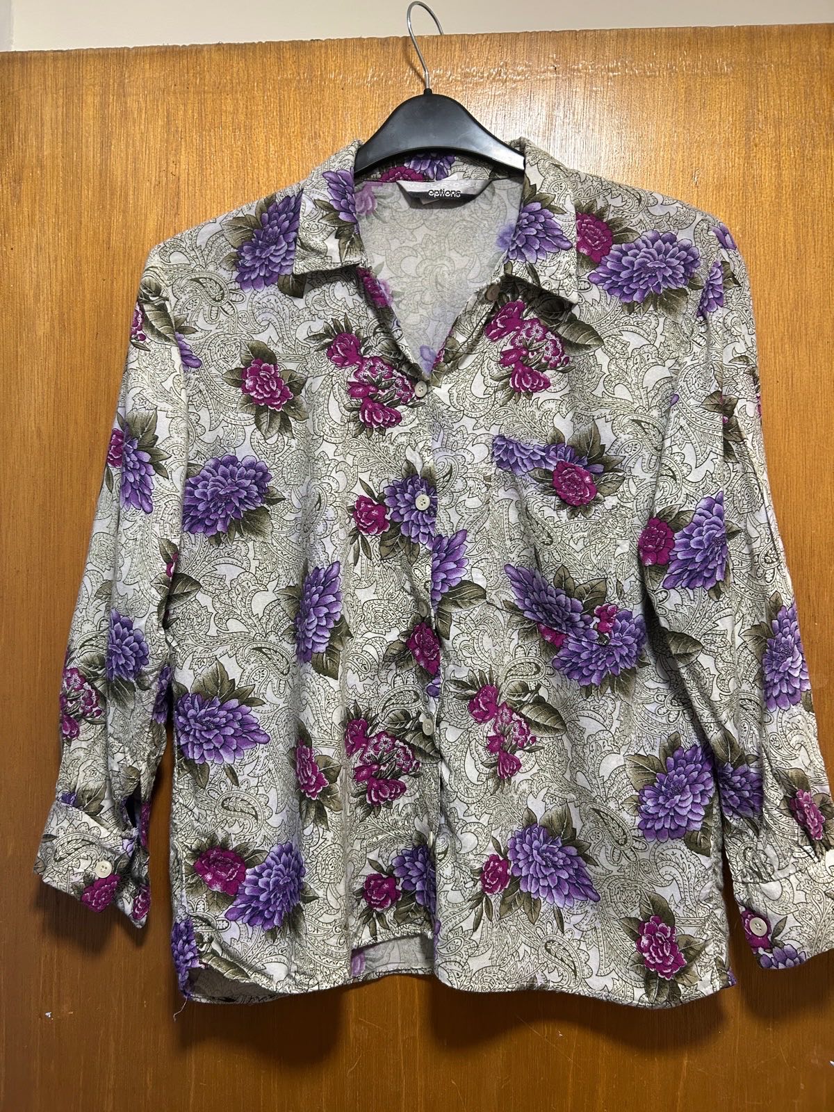 Vintage Floral Paisley Blouse Purple Retro Boho Whimsygoth