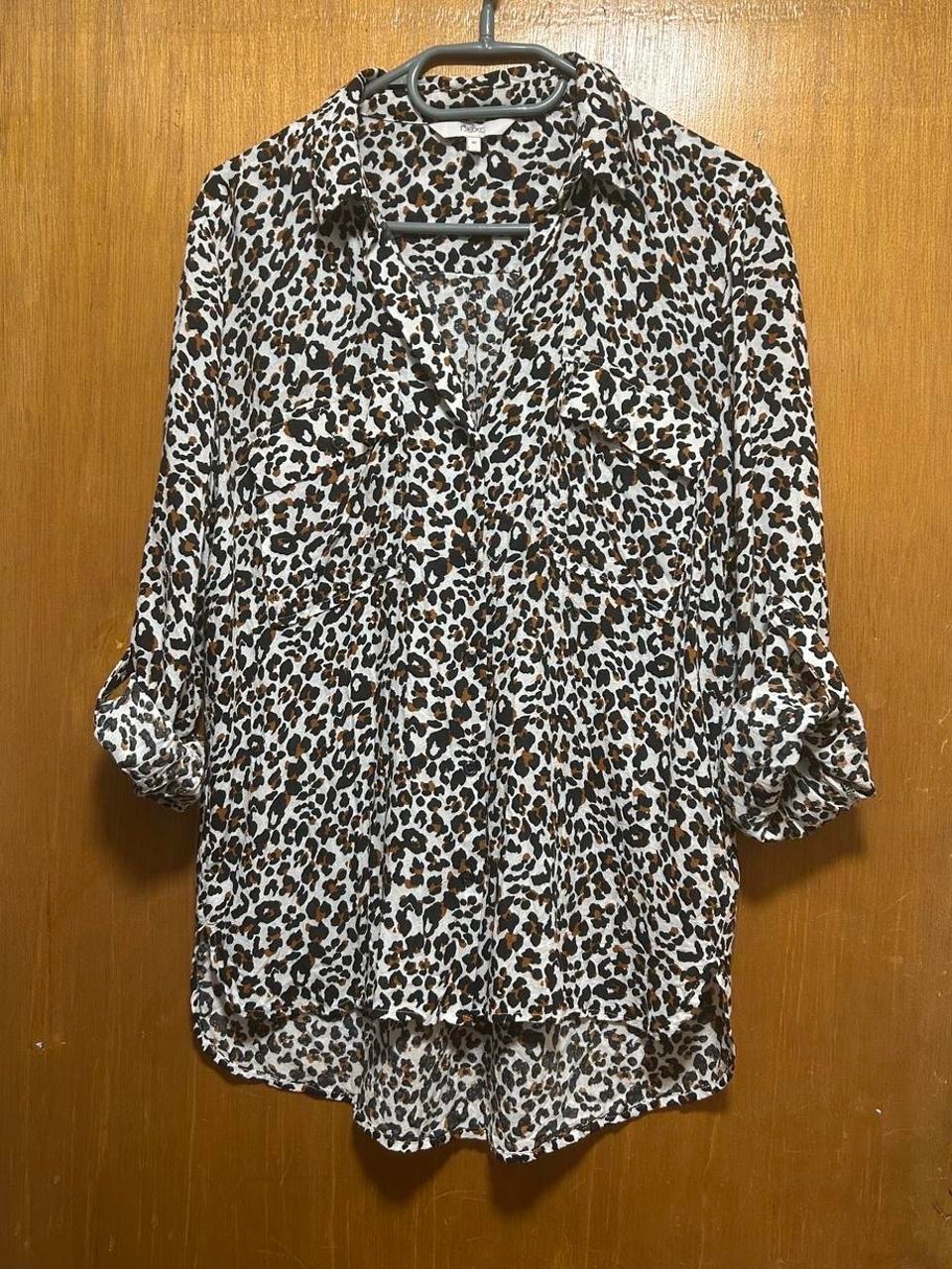 Leopard Print Longline Shirt Y2K Indie Casual Animal Print