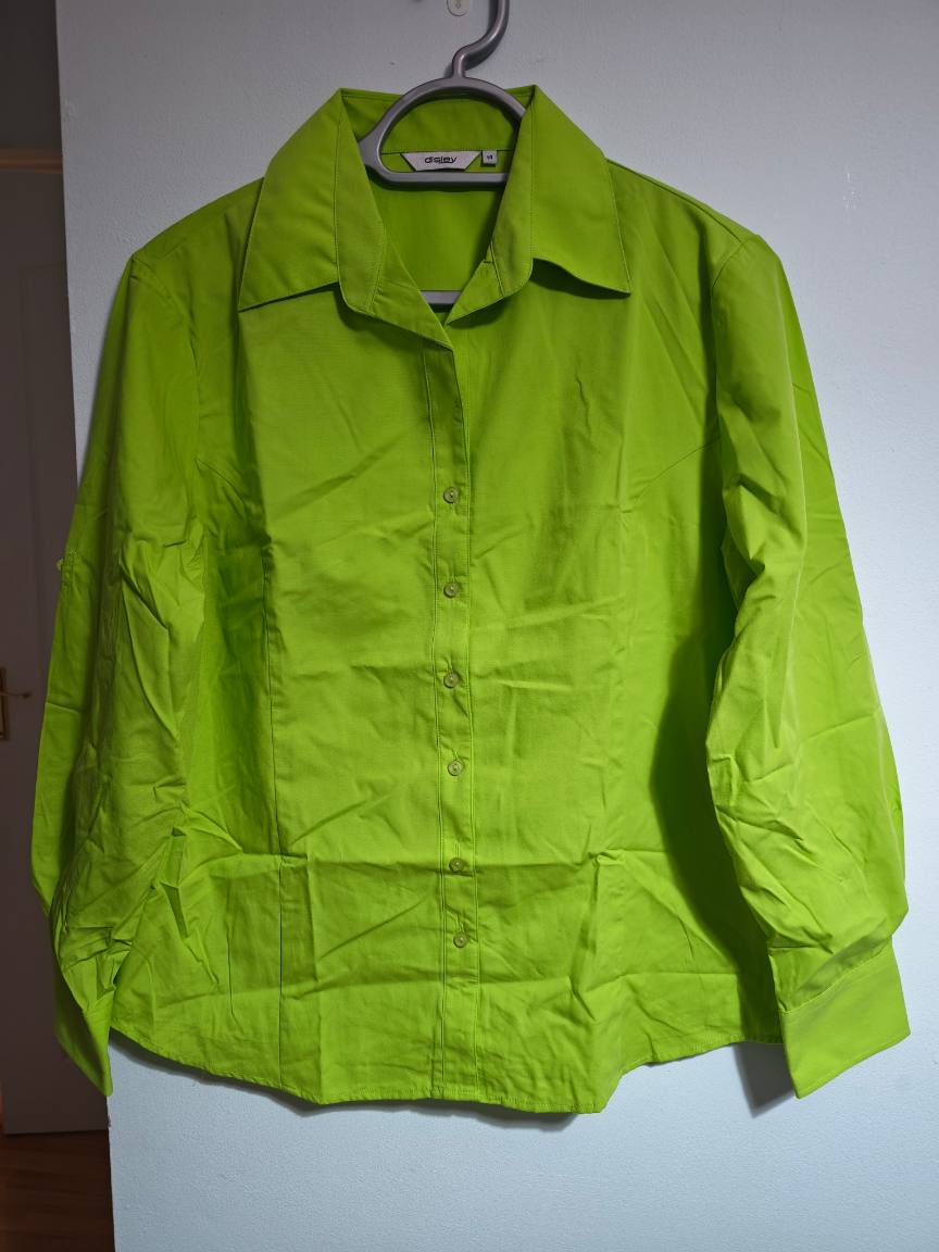 Disley Green Solid Woven Collared Button-Up Long Sleeve Shirt Size 14