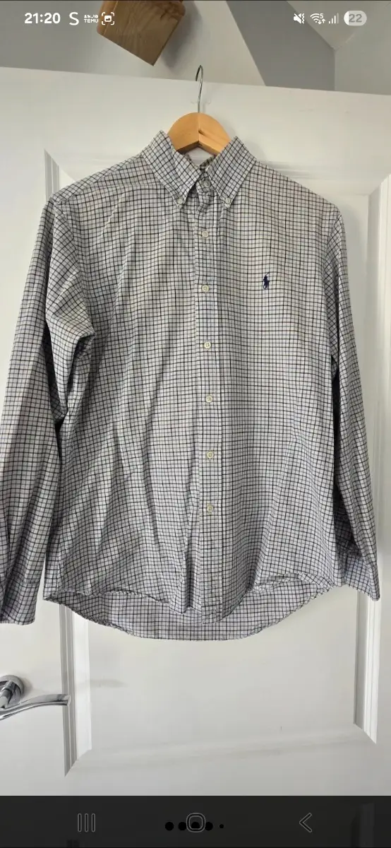 Polo ralph lauren 100% cotton checked custom fit shirt size Medium
