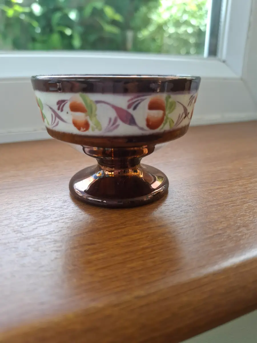 Vintage floral pedestal bowl hand painted cottagecore boho decor small ceramic dish